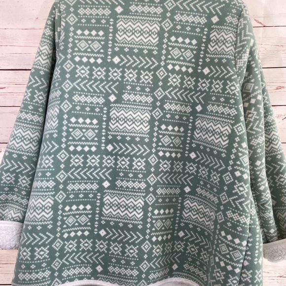 SOLD SONOMA Green & Cream Aztec Print Sherpa Lined Cardigan Jacket NWOT - Picture 15 of 16